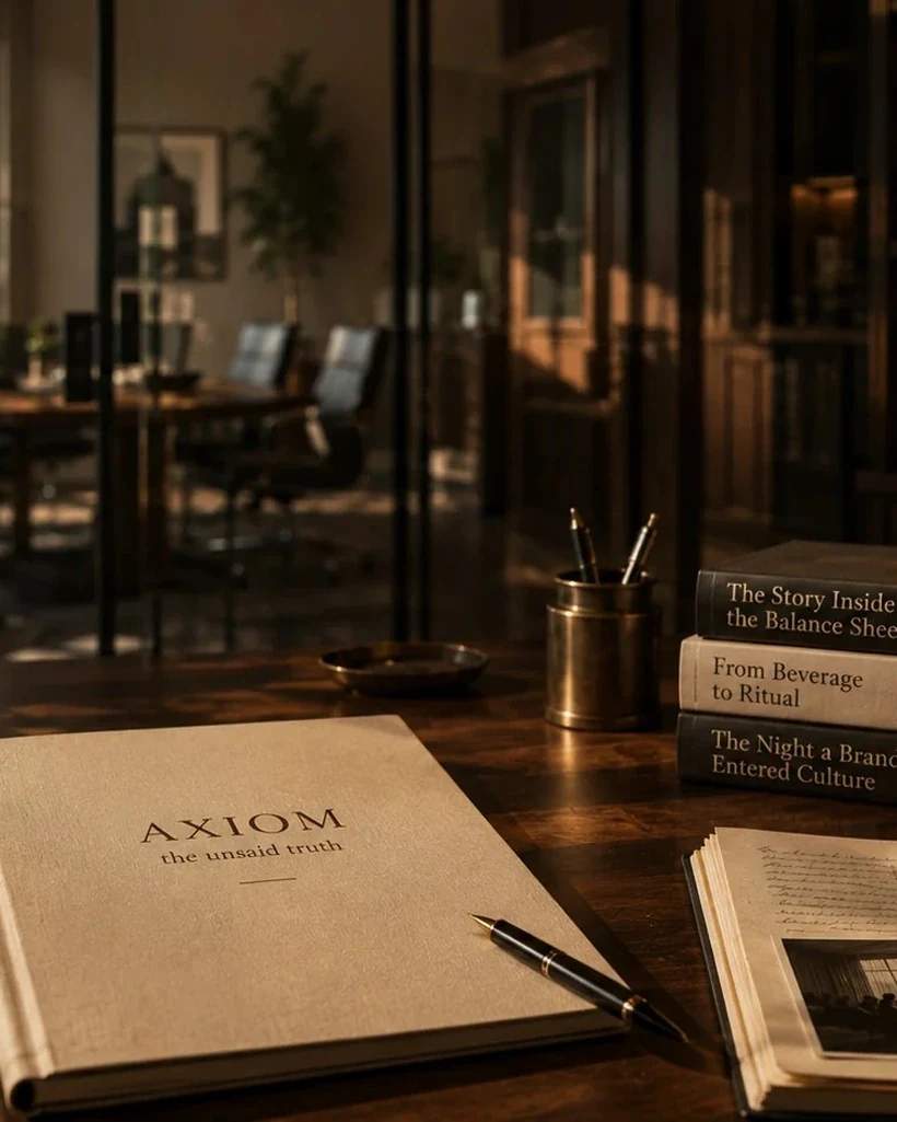 Axiom — the unsaid truth: a warm corporate study where institutional memory, business thinking and story meet.